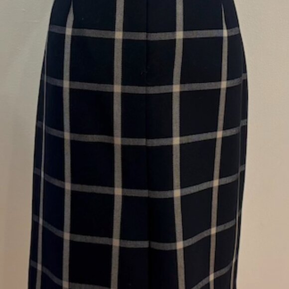 Hobbs Dark Blue & Beige Check Pencil Skirt - Picture 6 of 9